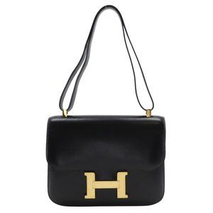 Hermes Hermès Constance 24 Shoulder Bag, Box Calf Leather, 1990, Black, with ...